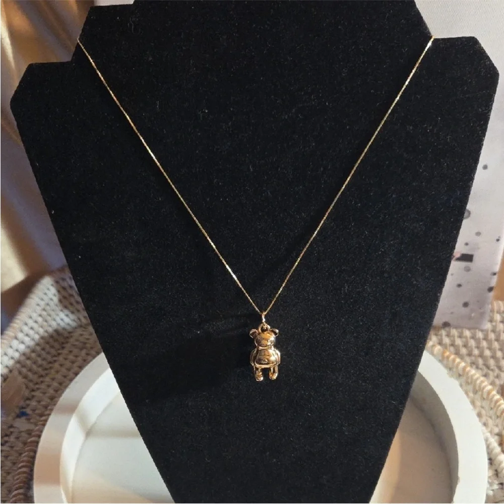 Coach gold-plated teddy bear pendant necklace